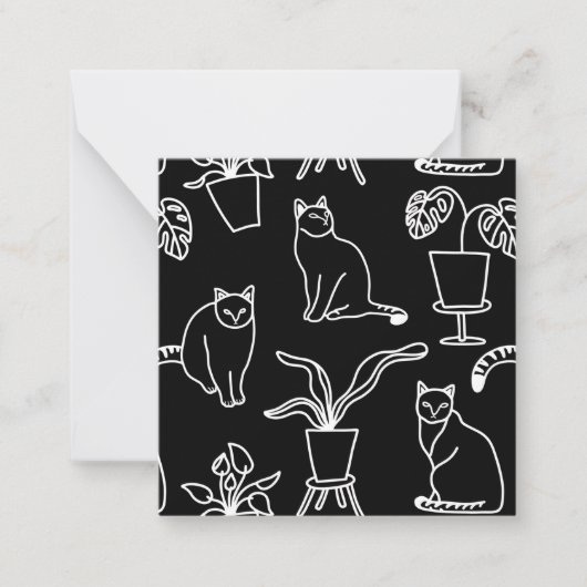 Witte katten op zwart notitiekaartje (Voorkant)
