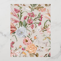Witte katten Roze rozen Bloemrijke kerstkaart