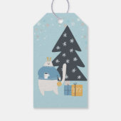 Witte kattenblauwe zweten kerstboom cadeaulabel (Achterkant)