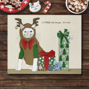 Witte Kattenkerst Jollig Grappig Legpuzzel