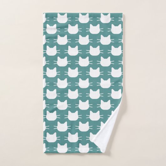 Witte kattenkop Silhouette Design Bath-handdoekset Bad Handdoek (Handdoek)