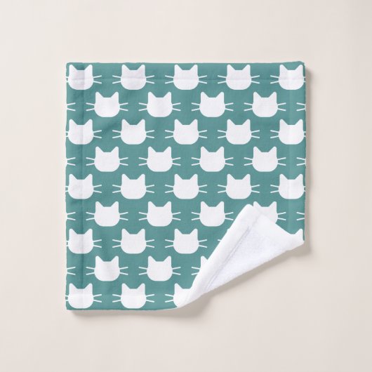 Witte kattenkop Silhouette Design Bath-handdoekset Bad Handdoek (Wasdoekje)