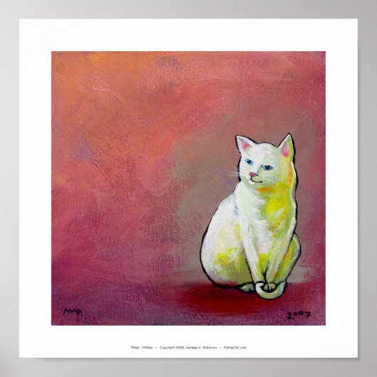 Witte kattenkunst leuk schilderij Whitey zit  Poster (Voorkant)