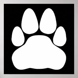 Witte Kattenpootafdruk Vorm Poster