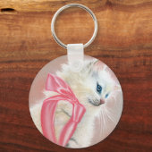 Witte kattenroze sleutelhanger (Voorkant)