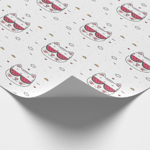 Witte kattenwatermeloen grappig cadeaupapier