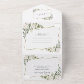 Witte Keizerlelies Goud Gouden Lijst Trouw  All In One Uitnodiging (Buitenkant)