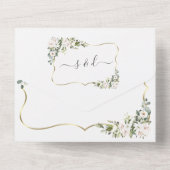 Witte Keizerlelies Goud Gouden Lijst Trouw  All In One Uitnodiging (Achterkant)