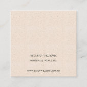 WITTE KERAMISCHE TEXTURE STUD EARRING DISPLAY LOGO VIERKANTE VISITEKAARTJE (Achterkant)