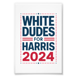 Witte Kerels Voor Harris-2024 Foto Afdruk