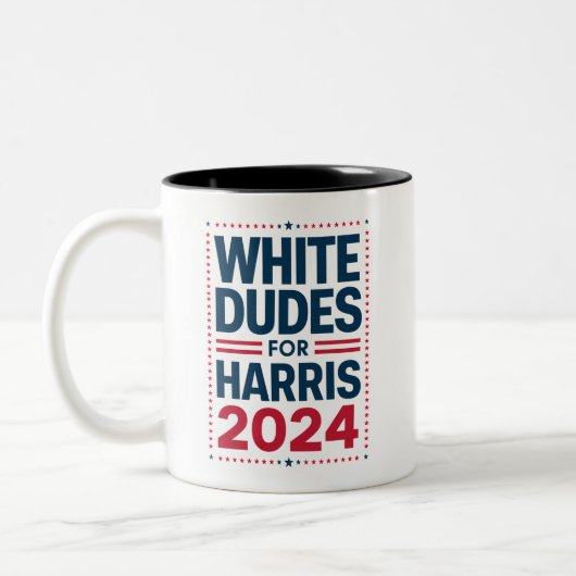 Witte Kerels Voor Harris-2024 Tweekleurige Koffiemok (Links)