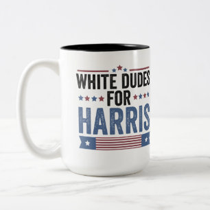 Witte Kerels Voor Harris Steun President Kamala Tweekleurige Koffiemok