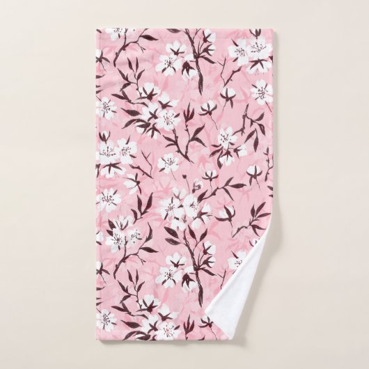 Witte kersenbloesem bad handdoek (Handdoek)