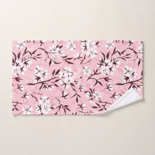 Witte kersenbloesem bad handdoek (Handdoek)