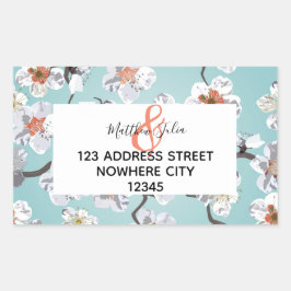 Witte Kersenbloesem Bruiloft of Verloving Rechthoekige Sticker