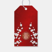 Witte Kersenbloesem Chinese bruiloft Cadeaulabel (Achterkant)