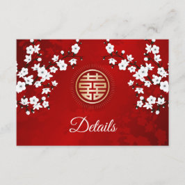 Witte Kersenbloesem Chinese bruiloft Details Informatiekaartje