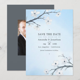 Witte Kersenbloesem Huwelijksfoto Save The Date