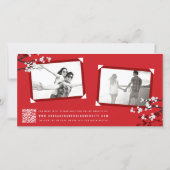 Witte kersenbloesems Dubbel geluk Aziatische foto Save The Date (Achterkant)