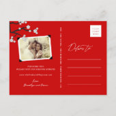 Witte Kersenbloesems Sakura Aziatisch Save The Dat Aankondigingskaart (Achterkant)