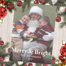 Witte kerst 5"x7" fotokaart Merry & Bright