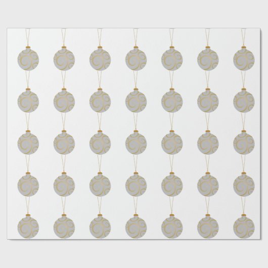 Witte kerst Bauble & Snowflakes Matte Cadeaupapier (Vlak)