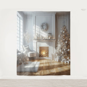 Witte Kerst Glow Achtergrondpaneel Wandkleed