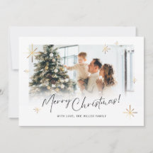 Witte Kerst Kaart Familie Foto