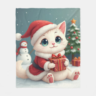 Witte Kerst Kat Babydeken Fleece Deken