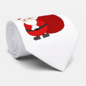 Witte Kerst Knoop met Schattige Kerstman Stropdas (Opgerold)