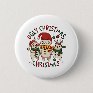 witte kerst ;LELIJKE KERST Ronde Button 5,7 Cm