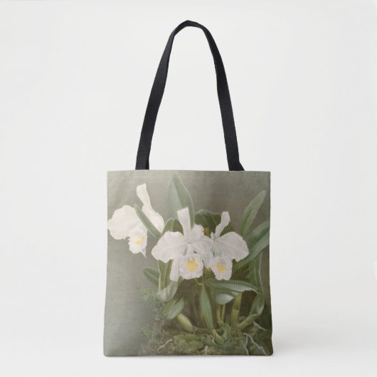  witte kerst orchidee florale canvas tas (Voorkant)