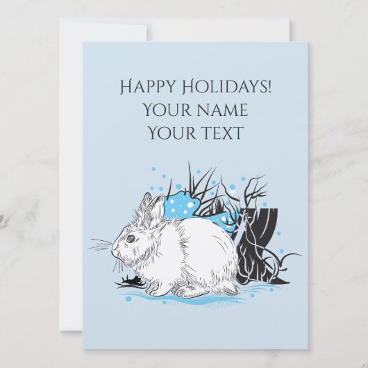 witte kerst Rabbit Hare Kaart (Voorkant)