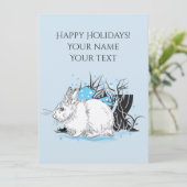 witte kerst Rabbit Hare Kaart (Staand voorkant)