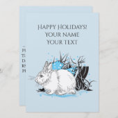 witte kerst Rabbit Hare Kaart (Voorkant / Achterkant)