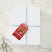 Witte Kerst Rudolph de Rood Neus Rendier Cadeaulabel (Met Touw)