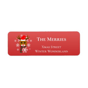 Witte Kerst Rudolph de Rood Neus Rendier Etiket