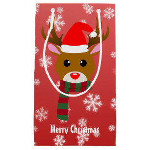 Witte Kerst Rudolph de Rood Neus Rendier Klein Cadeauzakje