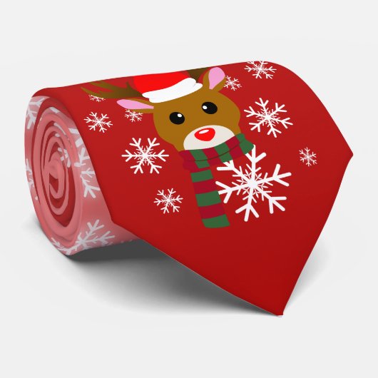 Witte Kerst Rudolph de Rood Neus Rendier Stropdas (Opgerold)