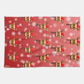 Witte Kerst Rudolph de Rood Neus Rendier Theedoek (Horizontaal)