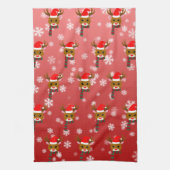 Witte Kerst Rudolph de Rood Neus Rendier Theedoek (Verticaal)