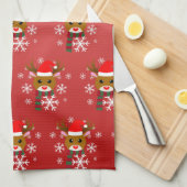 Witte Kerst Rudolph de Rood Neus Rendier Theedoek (Quarter Fold)