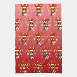 Witte Kerst Rudolph de Rood Neus Rendier Theedoek