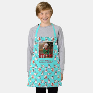 Witte Kerst Sneeuwman Kinder Foto Aqua Schort