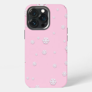Witte Kerst sneeuwvlokken decoratie op roze iPhone 13 Pro Hoesje