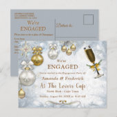 Witte kerst Verloving Uitnodiging Briefkaart (Voorkant / Achterkant)