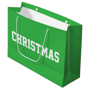 Witte KERST Vette Tekst Op Feestelijke Heldergroen Groot Cadeauzakje