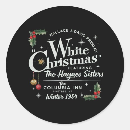 witte kerst wallace en davis haynes zus ronde sticker (Voorkant)