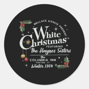 witte kerst wallace en davis haynes zus ronde sticker