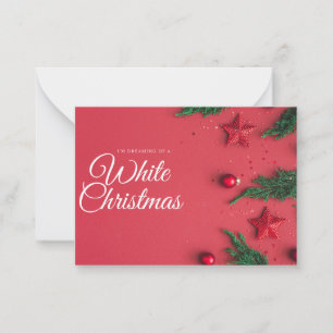 Witte kerst wenskaart notitiekaartje